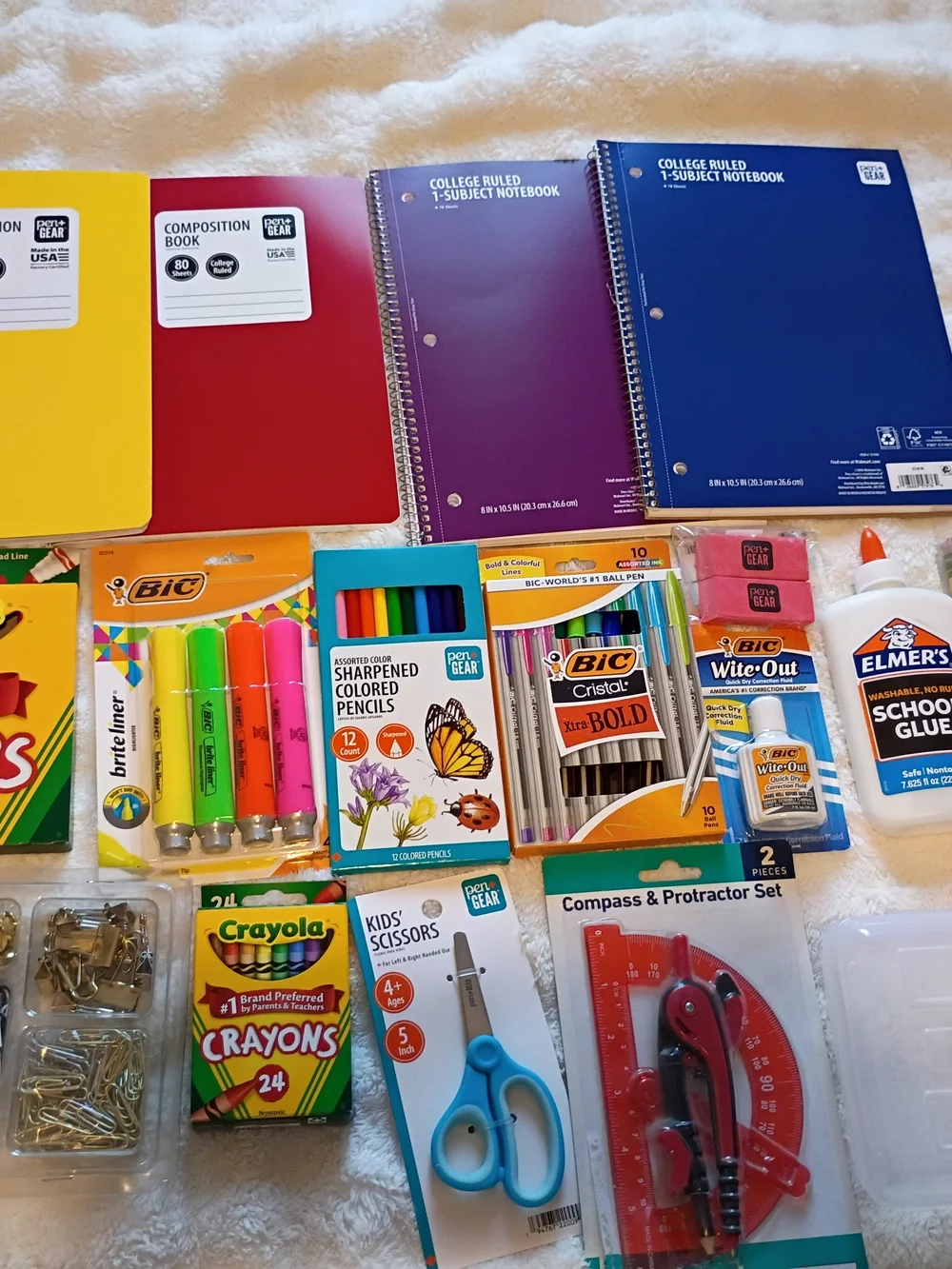 School Supplies Bundle - Notebooks, Pens, Markers, Glue